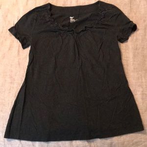 Gap Cotton T with Ruffle Neck